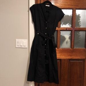 Free Assembly Women's Black Belted Utility Cotton Midi Shirtdress Size Small